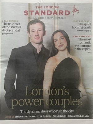 DUA LUPA-LONDON STANDARD FEB 12TH 2026- POWER COUPLE-CHARLI XCX-CALLUM TURNER