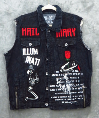 Iro Ochi 100% Authentic Denim Vest Men Size Large Black Logo ''Real Live Made''