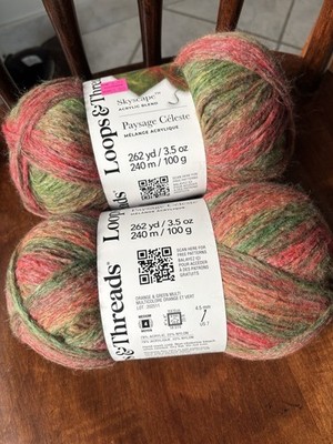 TWO Skeins Of Loops & Threads Skyscape Yarn - Orange & Green Multi Lot 202511