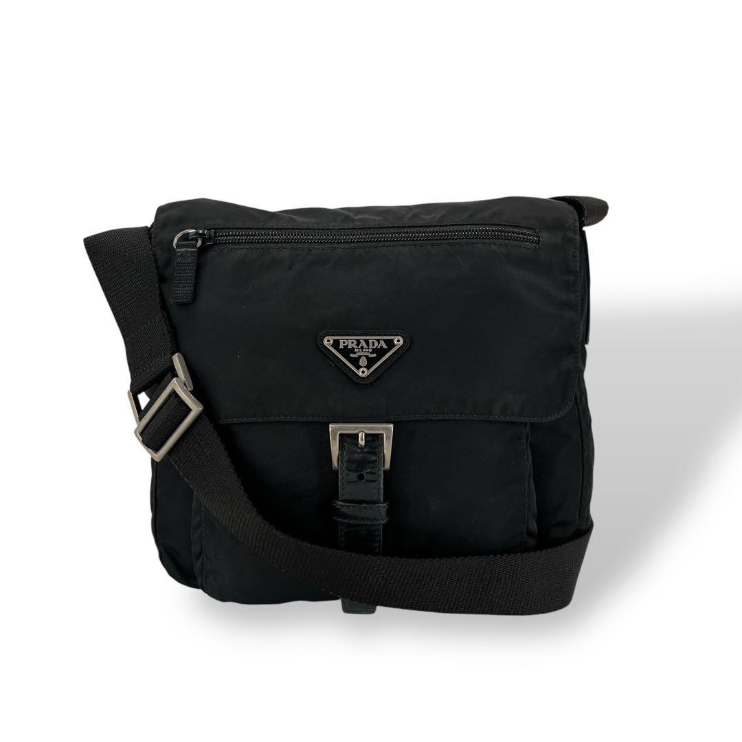 Prada Black Nylon Y2K Camera Bag with Triangle Logo Shoulder Strap
