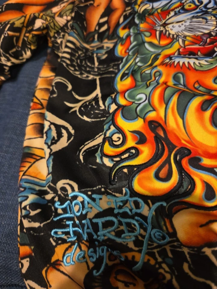 Chaqueta deportiva de colección AOP ED Hardy cremallera completa talla pequeña  Foto 2 de 4