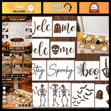 12 Pcs Halloween Stencils for Door Mats - DIY Decor, Party Supplies, Crafting