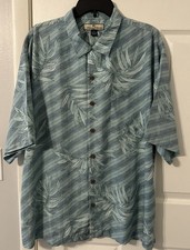 TOMMY BAHAMA 100 Silk Tropical Palm Leaf Short Sleeve Men's Button Up Shirt XL
