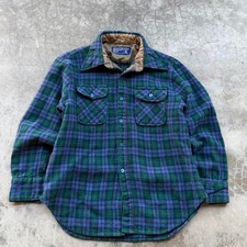 Vintage 70's JC PENNY 100 Virgin wool flannel button up shirt small