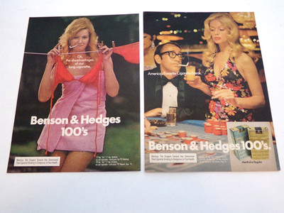 2 Benson & Hedges 100's Cigarette Ads # 2 Sexy Women