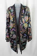 Johnny Was Workshop Black Green Multi Print V...