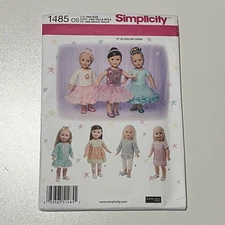 Simplicity 1485 Doll Clothes Sewing Pattern UNCUT