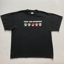 Vintage Nintendo Super Mario Shirt Mens Large Black Mushrooms Gaming Gamer Y2K