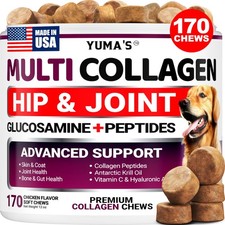 Advanced Collagen for Dogs 170 Chews Hip and Joint Supplement MultiCollage...