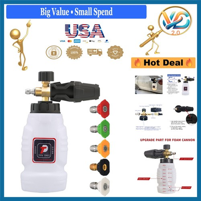 #ad White Pressure Washer Foam Cannon 1L Quick Connect Nozzles for Cars $45.50