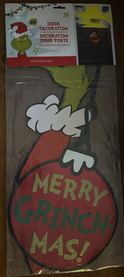 Decoración de puerta adorno Grinch 23,5 pulgadas todavía en paquete Foto 2 de 4