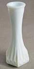 Vintage Hoosier Milk Glass Vase 4063 C Ribs Diamond Blue Tint 6"