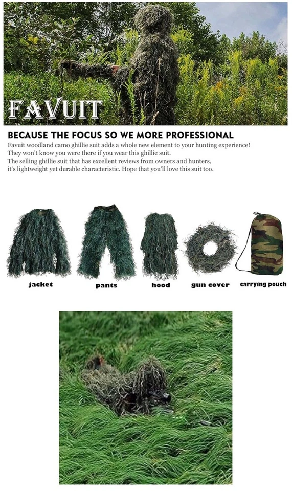 Ghillie Suit, 3D Camouflage,Jacket, Pants, Hood. Missing Gun Camo,Small Youth - Image 2 of 2