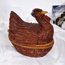 A Vintage Wicker Chicken Basket Cottagecore Farmhouse Interior Rustic Decor READ