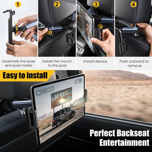 360° Car Back Seat Headrest Holder Mount For iPad Tablet Phone Samsung Universal - Picture 5 of 13