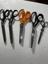 Lot of 5 Vintage Scissors Sewing Craft TARNISH on Some Wiss Stretch & Sew Clauss