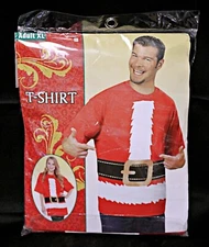 Amscan Inc Santa Claus Red Christmas Novelty T Shirt Short Sleeve Adult Sz XL