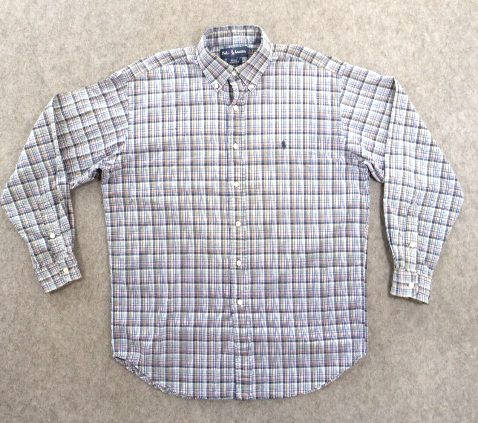 Polo Ralph Lauren camicia uomo extra large blu a quadri Blake manica lunga logo pony