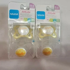 SET OF 2 MAM ORTHODONTIC Pacifiers MAM SOOTHES & COMFORTS 4 PacifierS 0-6 Months