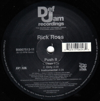 Rick Ross Push It STILL SEALED Vinyl Single 12inch NEW OVP Def Jam