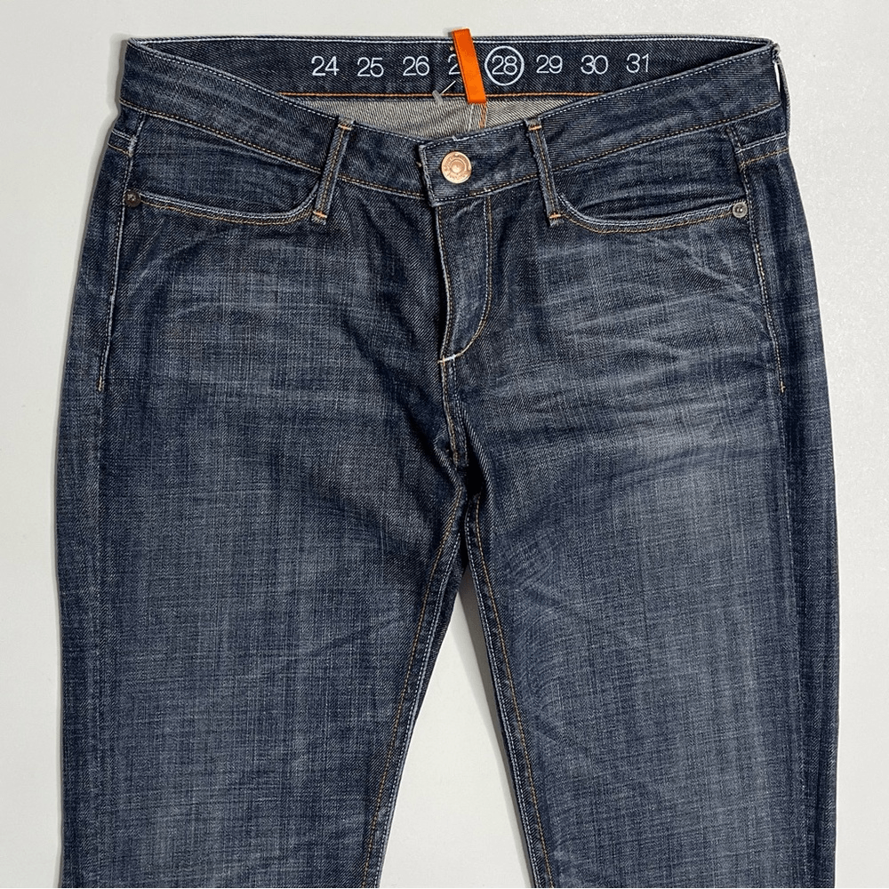 【AAKE】SHIRRING BOOTCUT PT Earnest Sewn Hefner 06 Low Rise Bootcut Jeans (Dark Maz