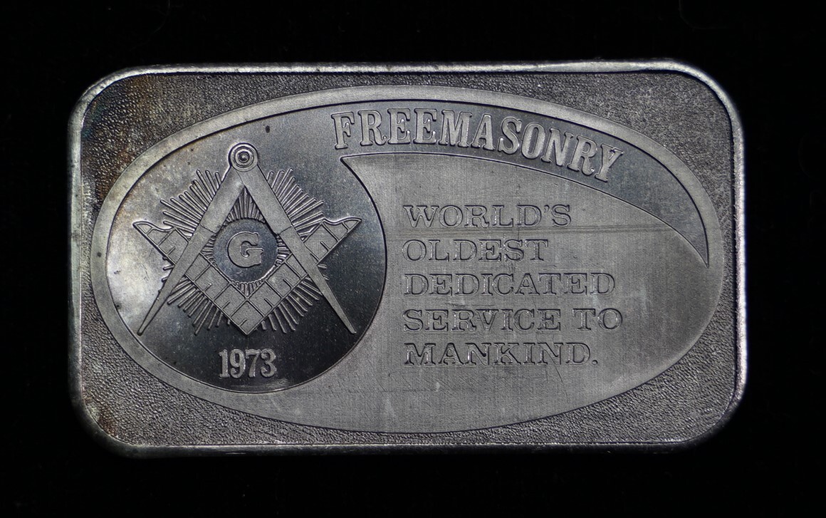 Vintage 1973 Freemasonry 1 oz fine 999 silver art bar C677 | eBay