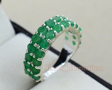 3mm Natural Emerald Gemstone 925 Sterling Silver May Birthstone Engagement Ring