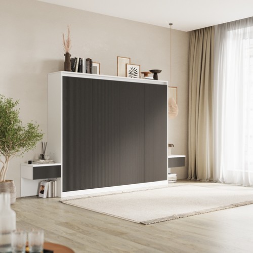 SMARTBett Schrankbett Set 160-Schrankbett Horizontal WAVES mit 2 Nachtkonsolen - Bild 7 von 41