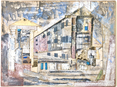 1963 Merrill Remick Abstract Watercolor Collage California Art Geometric Vintage - Picture 2 of 7