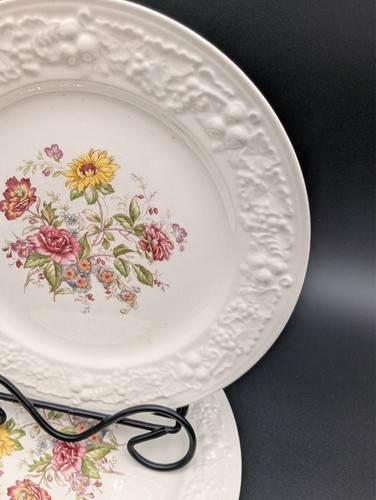 Homer Laughlin Eggshell Theme Bread Dessert Plates Set of 4 Floral Center TH6 - Picture 4 of 9