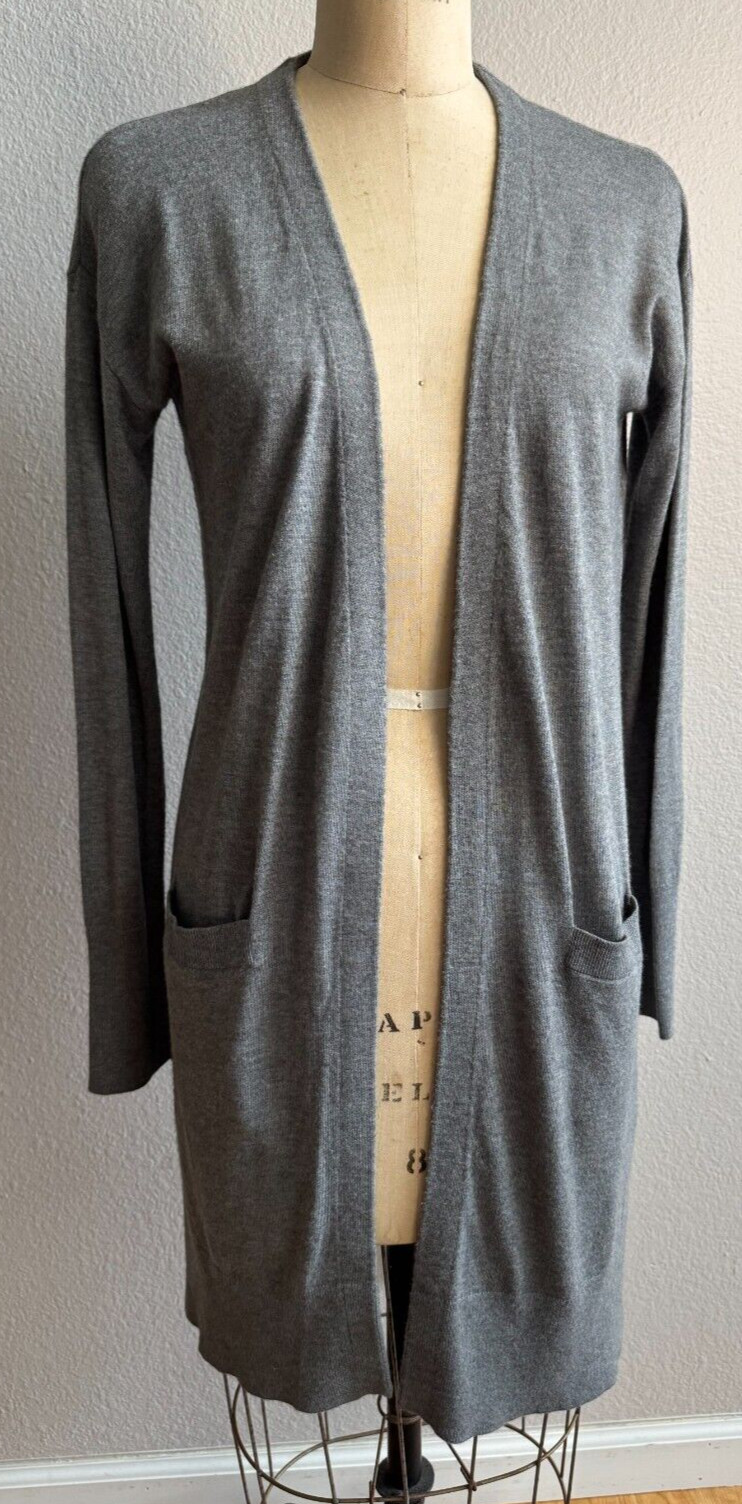 Halogen Women's Open Front Cardigan Sweater Gray 5% Cashmere Sz XS EUC