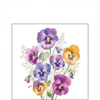 20 Papierservietten, Cocktail - Servietten Pansies Ambiente 25X25Cm