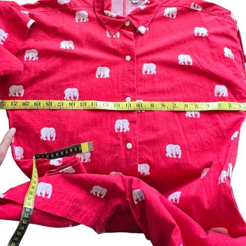 Vintage Women Boxy Romper Playsuit Red Cotton With Bears Print USA 60's 70's S/M - Picture 16 of 21