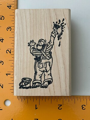 Boy Painting Rubber Stamp by Visions in Ink