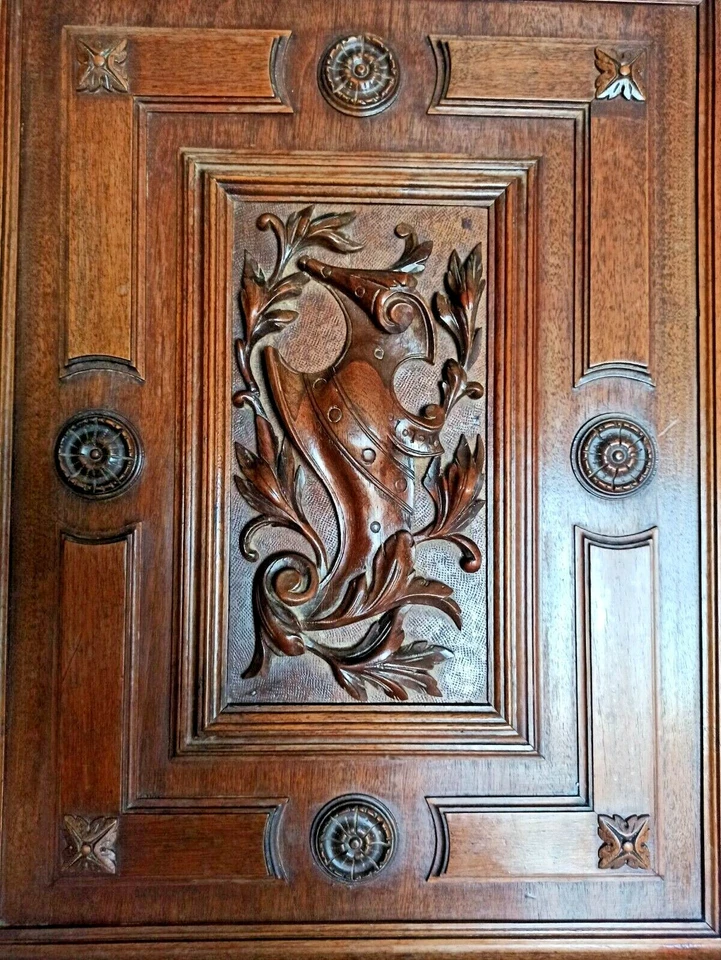 28" Large French Antique Architectural Pillar Panel Door Solid Oak Wood 2 - Image 2 of 4