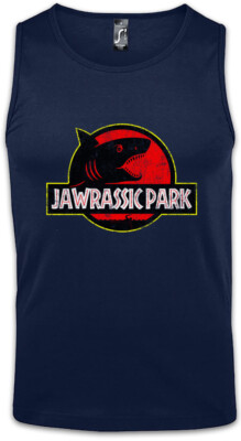 Jawrassic Park Herren Tank Top Island Shark Plakat Weißer Hai White Jaws Martin