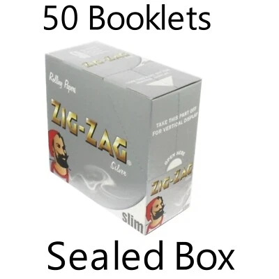 Zig-Zag Silver King Size Slim Rolling Papers 50 Booklets -Sealed Box