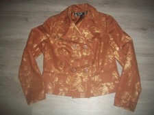 womens brocade jacquard jacket.lined.gold metallic bling. size 8.