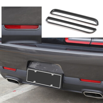 ??2x Carbon Fiber Back Fog Light Frame Decor Cover Trim for Dodge Challenger 15+