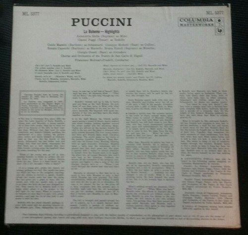 COLUMBIA 6-EYE Puccini ANTONIETTA STELLA La Boheme MOLINARI-PRADELLI ML-5377 VG+ - Picture 3 of 3