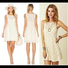 FREE PEOPLE * MILES OF LACE * BOHO MINI A- LINE DRESS BLACK