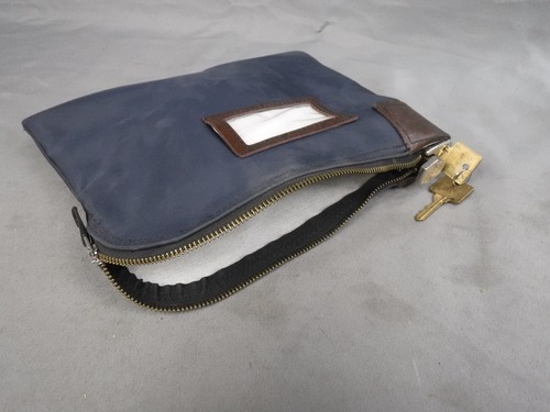 "Bolsa de depósito bancaria con bloqueo vaso siete clavijas azul nailon 11""x8,5"" MMF vintage" - Imagen 4 de 6