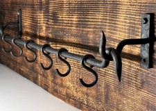 Handmade Wrought Iron Pot  Pan Wall Rack   Rustic Kitchen Organizer with Hooks