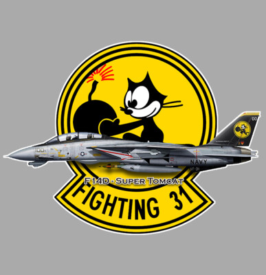 GRUMMAN TOMCAT F14 FIGHTING 31 SQUADRON 15cm FLUGZEUG AUFKLEBER AV001