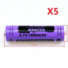 5 Universal 14500 Li-ion 3.7V 1600mAh Rechargeable Battery F/Flashlight Torch TA