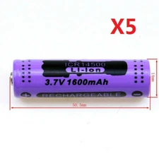 5*Universal 14500 Li-ion 3.7V 1600mAh Rechargeable Battery F/Flashlight Torch TA