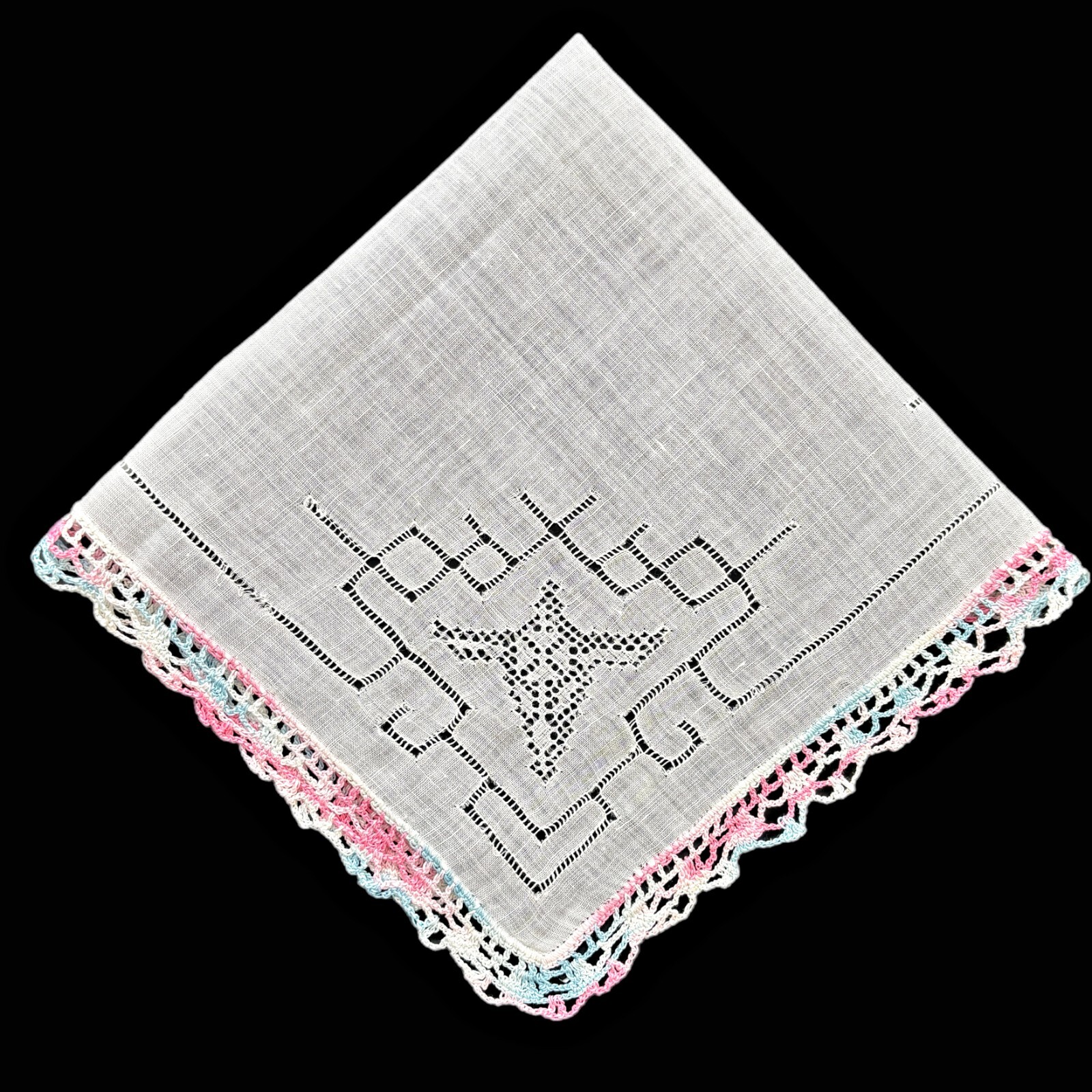 Pulled Thread Drawnwork Bridesmaid Handkerchief C… - image 1