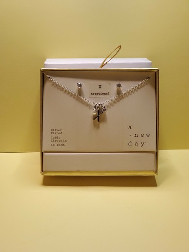 New 18" Necklace Silver Plated The Letter~ Choose Charm "U" "W" or "X" A New Day - Picture 4 of 7
