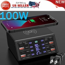 8 Multi Port USB Hub Charger Station Fast Charger AC Power Adapter US Plug 100W