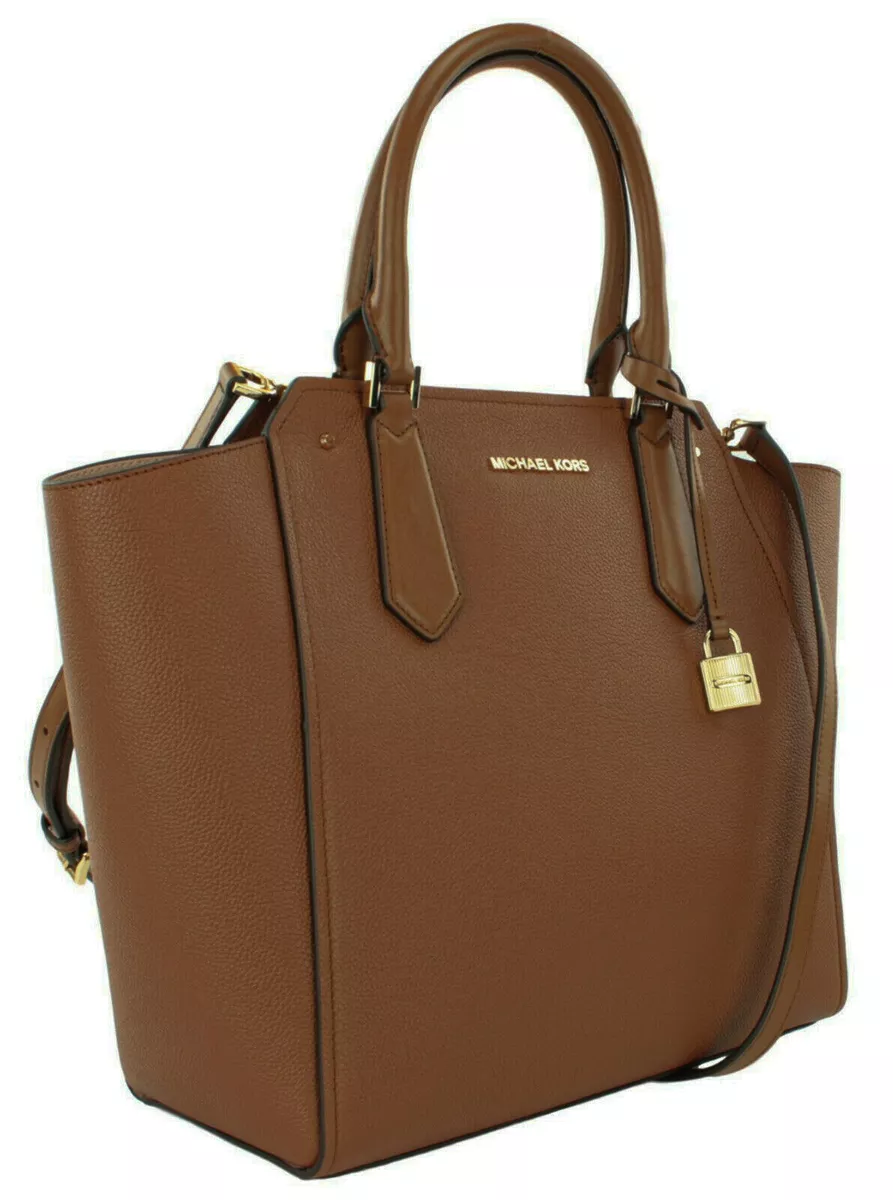 Michael Kors Brown Handbag Large Pebbled Leather Satchel Top Handle Bag Hayes